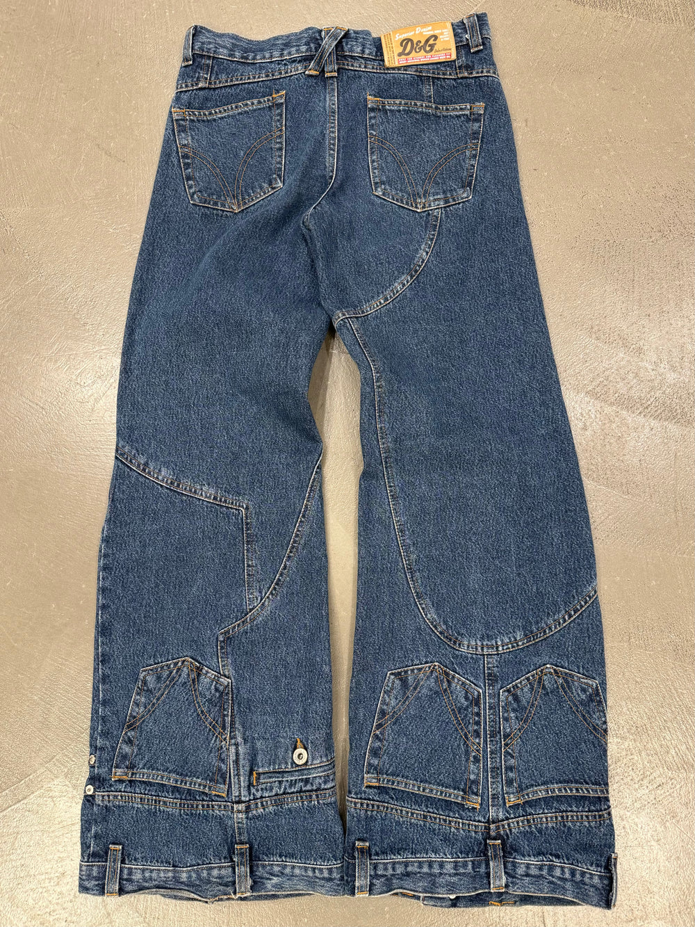 A/W2003 Dolce & Gabbana upside down waisted leg jeans