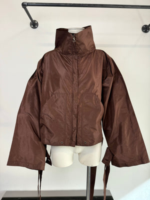 F/W 2002 Gucci by Tom Ford Brown Silk Baggy Kimono Jacket