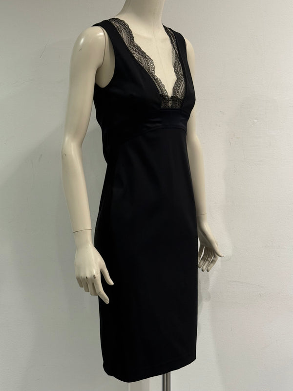 2000s Roberto Cavalli lace trim midi dress