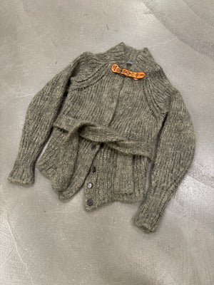 2000s Alexander McQueen mohair belted cardigan knit