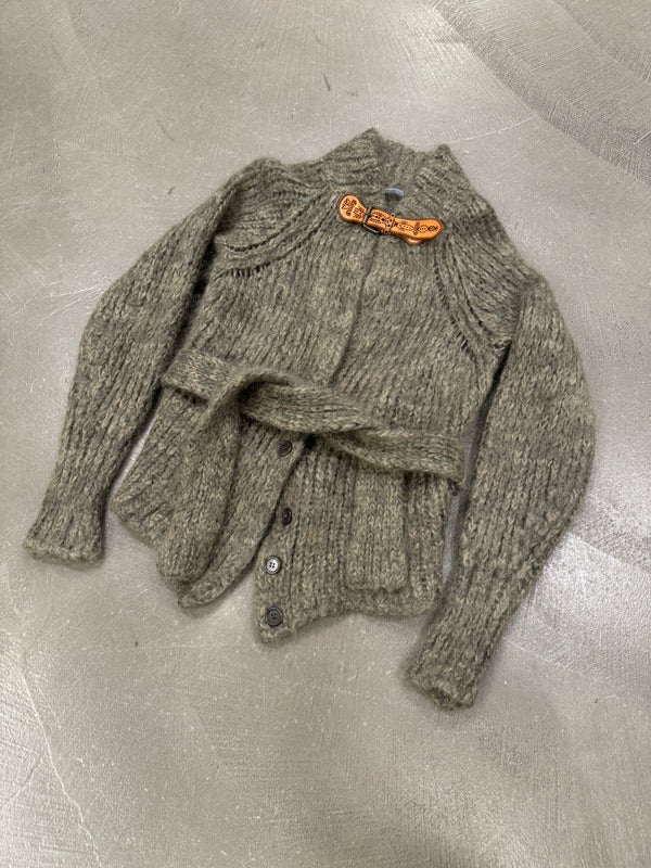 2000s Alexander McQueen mohair belted cardigan knit