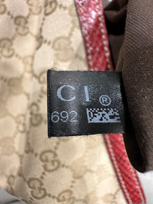 2008 Gucci x Unicef Indy GG canvas snakeskin hobo bag