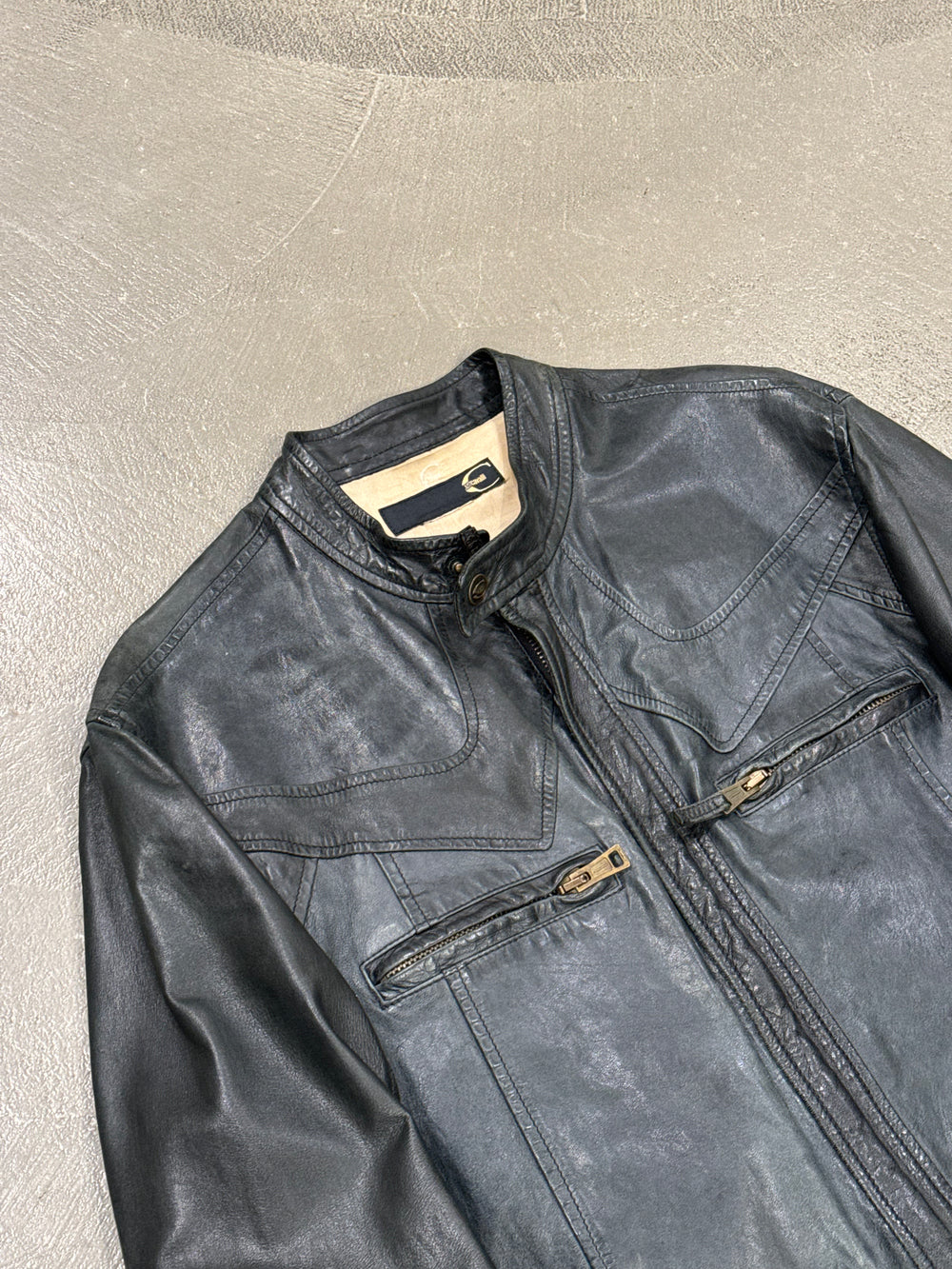 2000s Roberto Cavalli paneled leather jacket