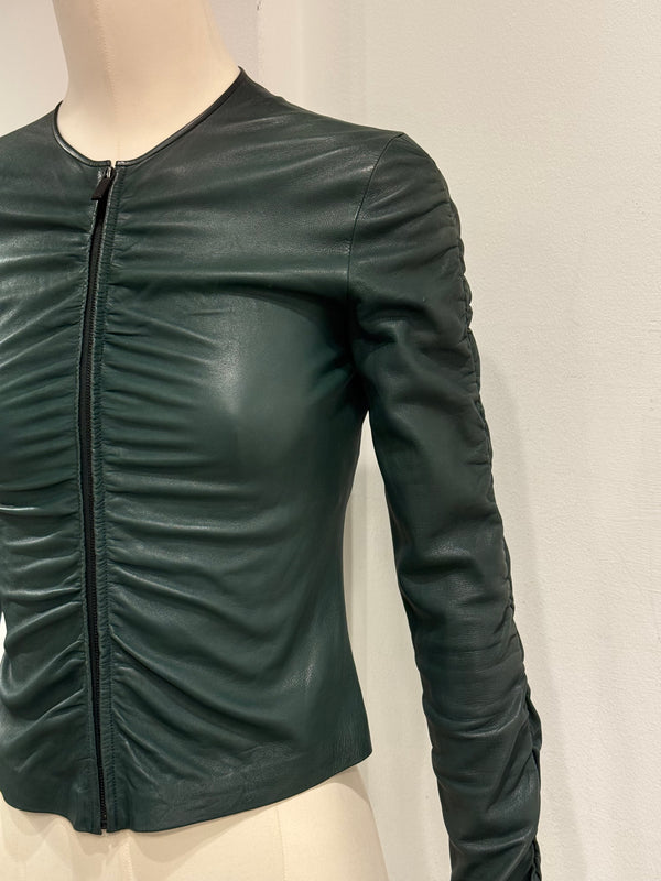 1999 Gucci by Tom Ford runway ruched leather jacket