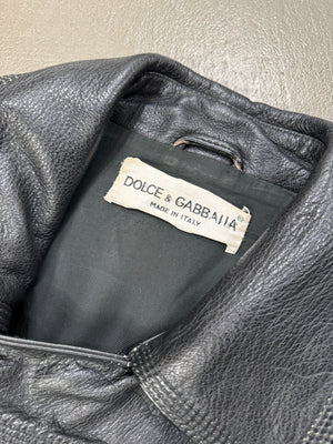 S/S 1992 Dolce & Gabbana leather biker boxy jacket