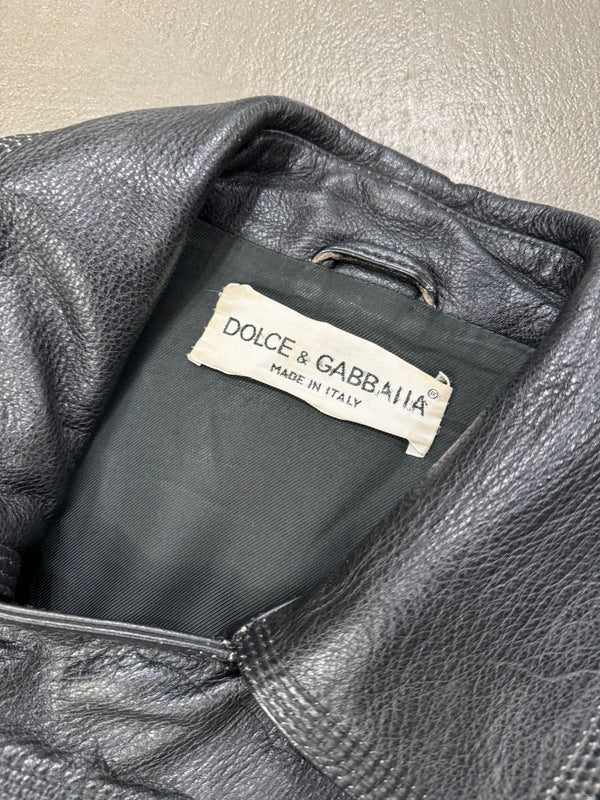 S/S 1992 Dolce & Gabbana leather biker boxy jacket