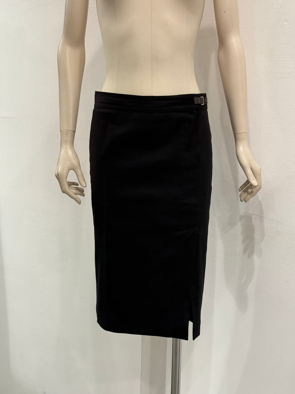 2000s Gucci by Tom Ford wool skirt with leather insert