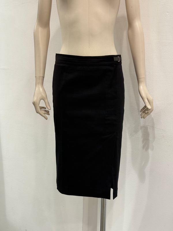 2000s Gucci by Tom Ford wool skirt with leather insert