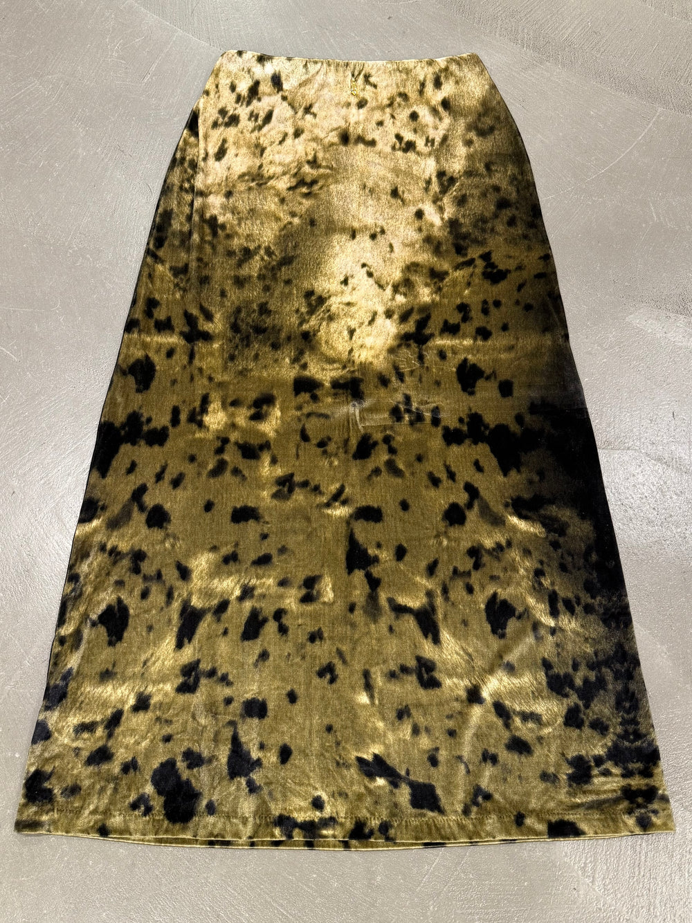 2000s Roberto Cavalli foil print iridescent maxi velvet skirt