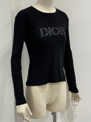 2005 Christian Dior by Galliano Swarovski logo longsleeve