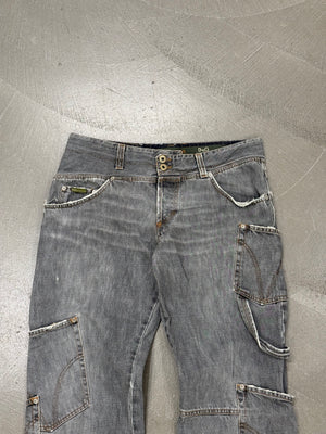 2000s Dolce & Gabbana double waist asymmetrical cargo jeans