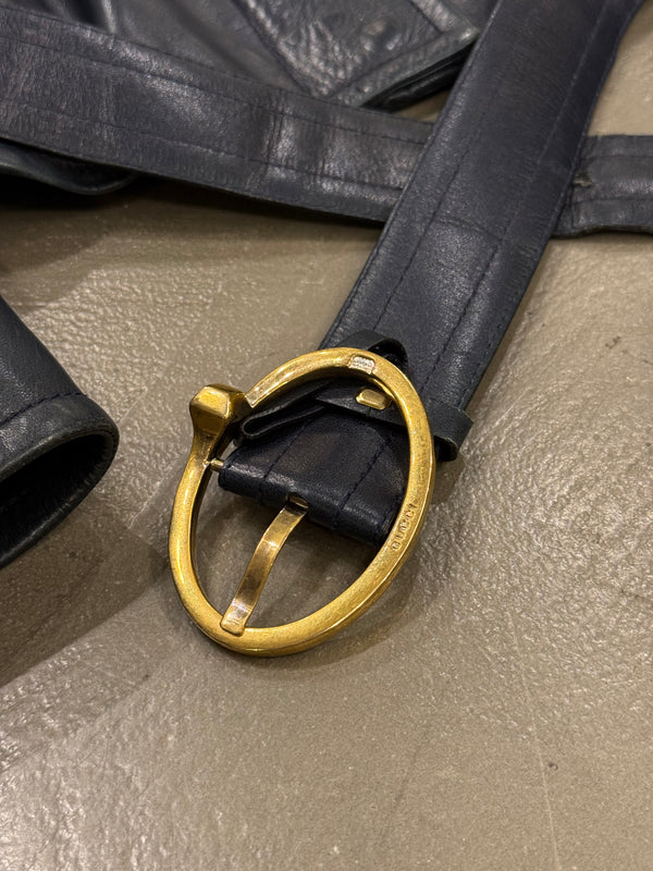 2000s Gucci belted biker leather jacket