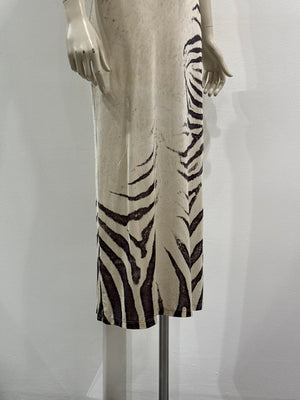 1999 Roberto Cavalli runway zebra print maxi dress