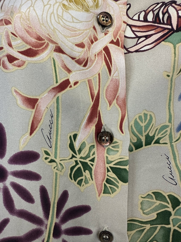 SS2001 Gucci by Tom Ford Chrysanthemum silk shirt