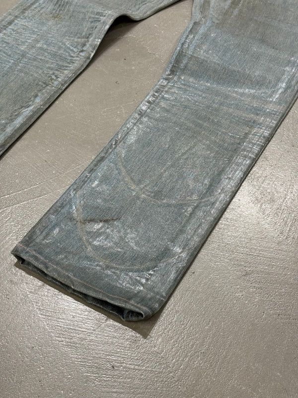 S/S2004 Dior by Hedi Slimane "Strip" Bleu Clair waxed jeans