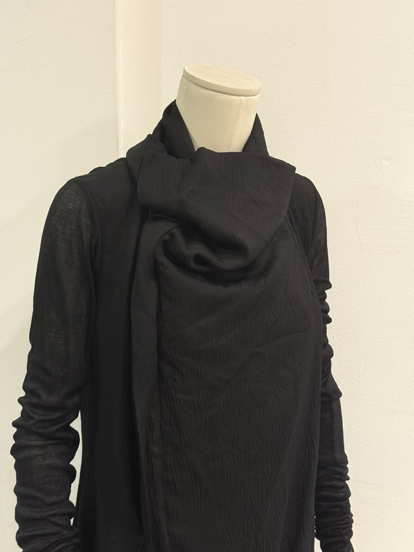 S/S2009 Rick Owens black asymmetric draped jacket