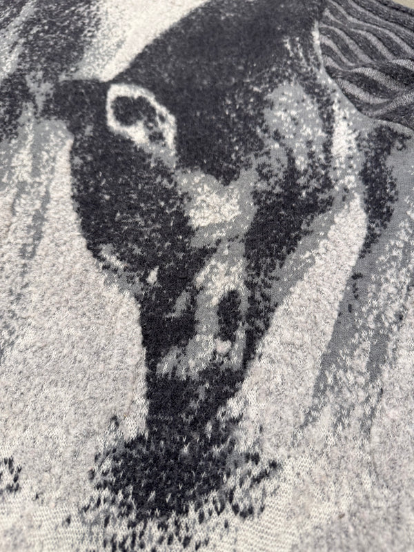 2000s Roberto Cavalli wolf jacquard knit