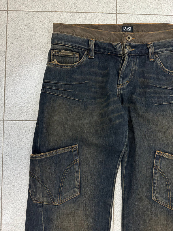 AW2003 D&G double waisted asymmetrical pockets jeans