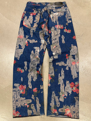 S/S2001 Gucci by Tom Ford floral hand painted jeans