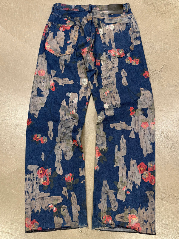 S/S2001 Gucci by Tom Ford floral hand painted jeans
