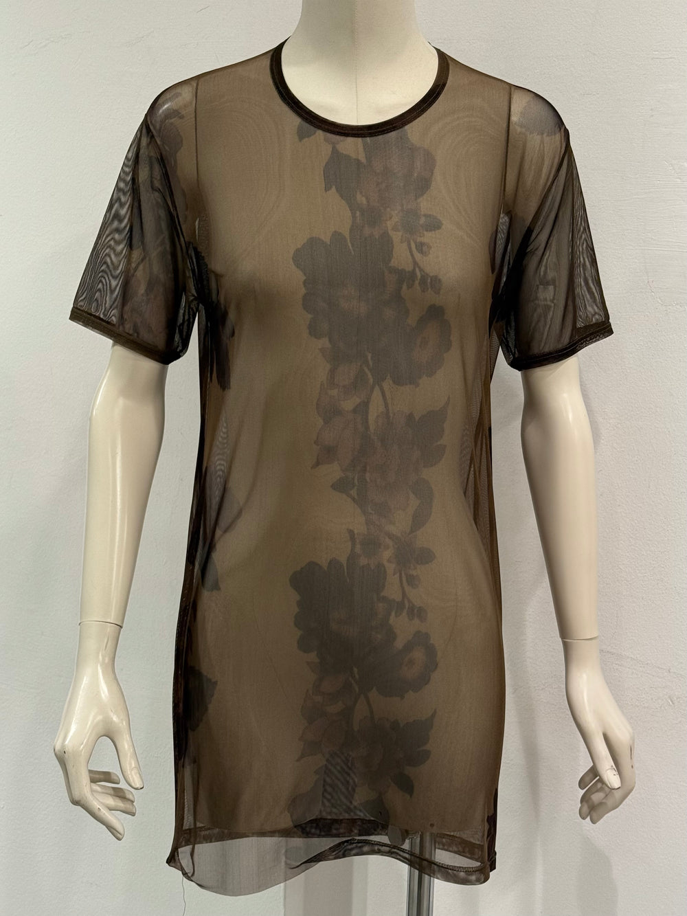 2003 Gucci by Tom Ford floral printed sheer mesh t-Shirt