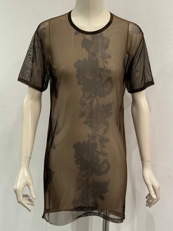 2003 Gucci by Tom Ford floral printed sheer mesh t-Shirt