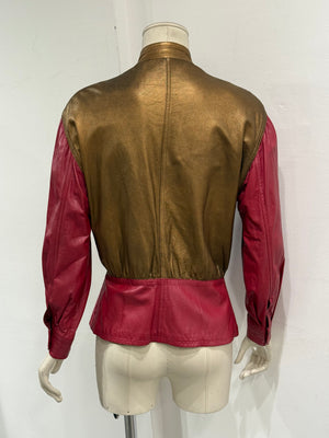 1980s Giorgio Armani panelled leather bomber jacket