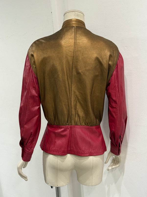 1980s Giorgio Armani panelled leather bomber jacket