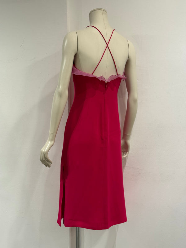 1990s Giorgio Armani silk slip dress with organza petal details
