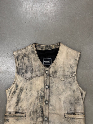 2000s Versace distressed leather vest
