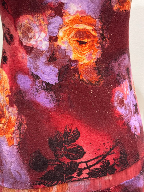 2000s Roberto Cavalli floral lace up midi dress