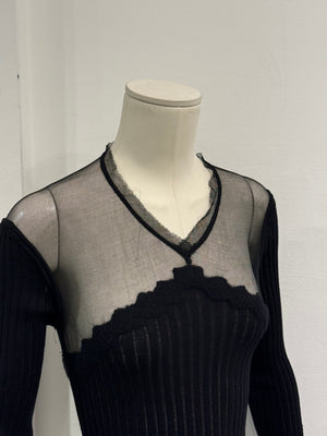 2000s Jean Paul Gaultier hybrid sheer wool top