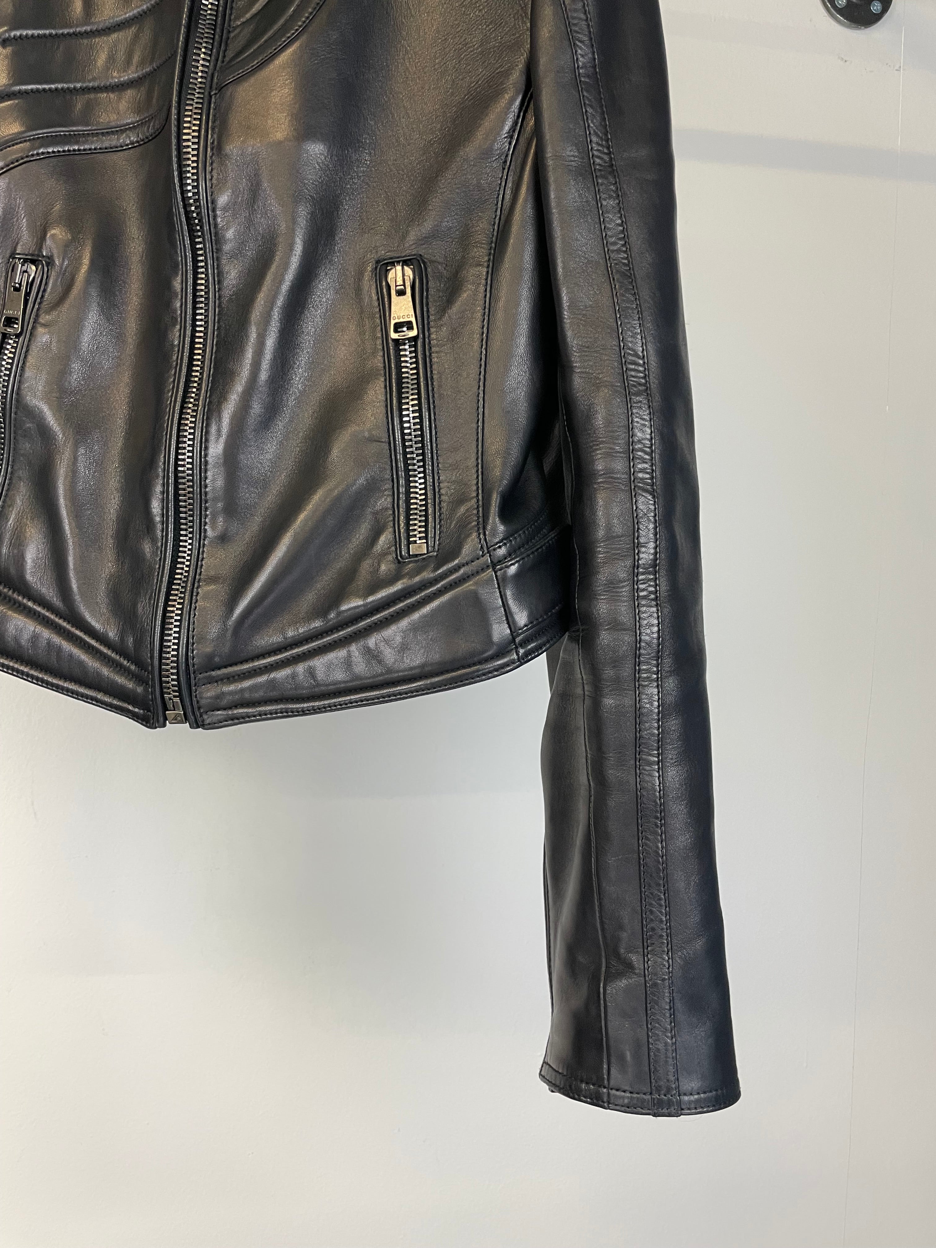 AW2000 Gucci by Tom Ford spiral biker leather jacket