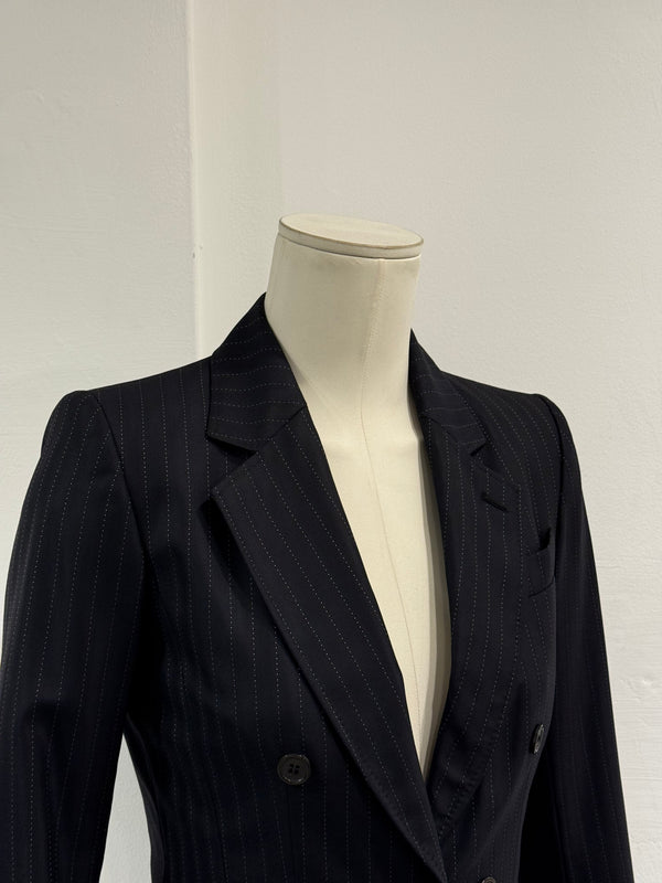2004 Yves Saint Laurent pinstripe double breasted cropped blazer