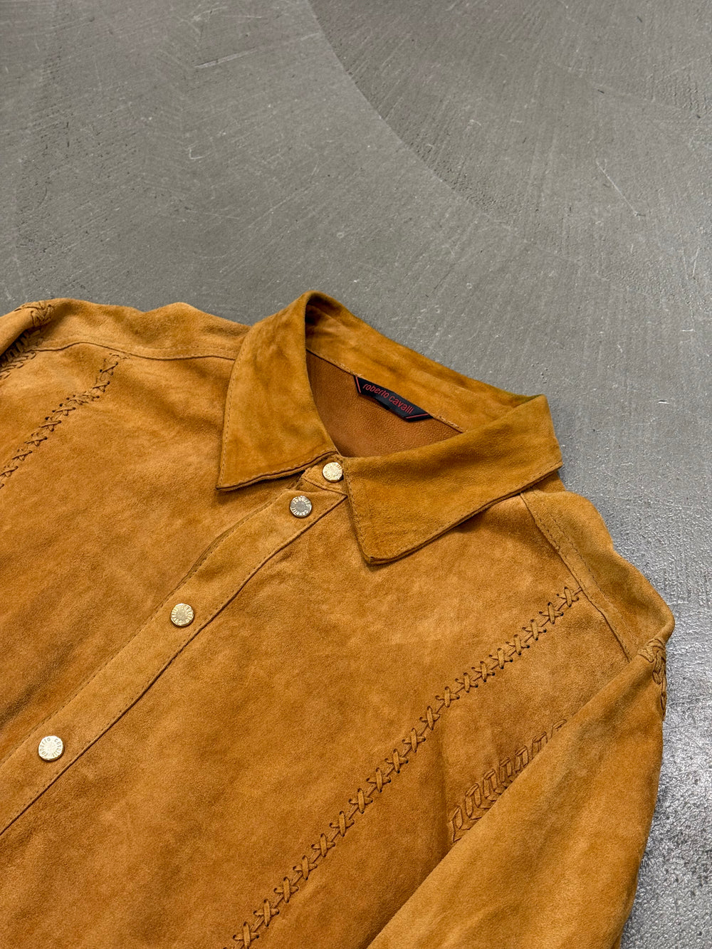 2003 Roberto Cavalli western suede leather shirt