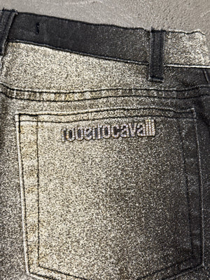 2000s Roberto Cavalli metallic glitter gradient pants