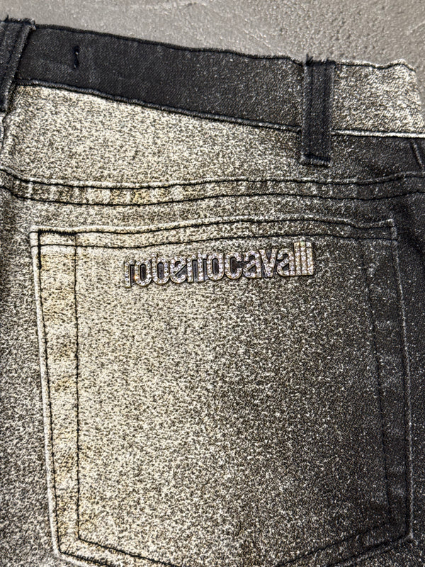 2000s Roberto Cavalli metallic glitter gradient pants