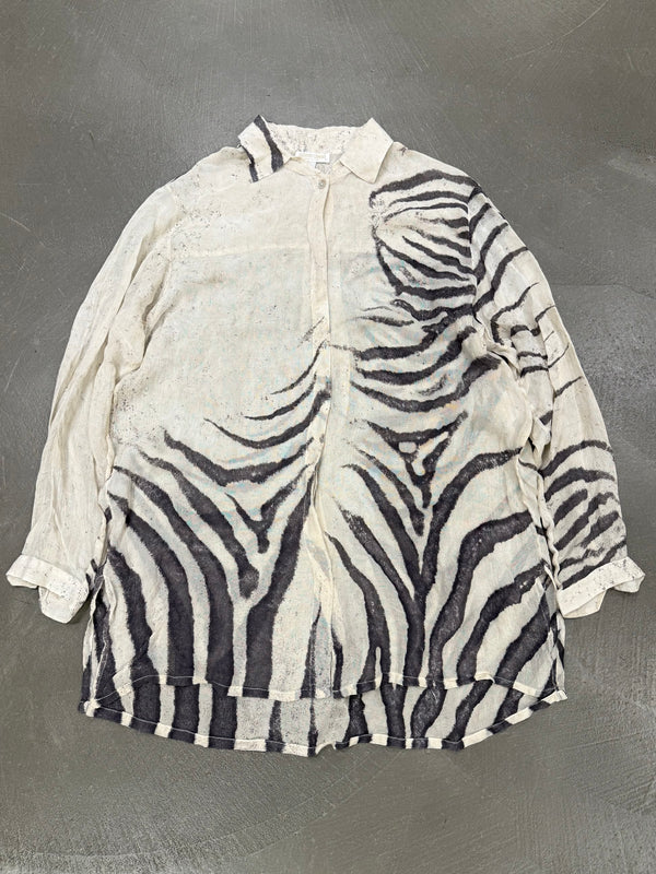 1999 Roberto Cavalli zebra print sheer shirt