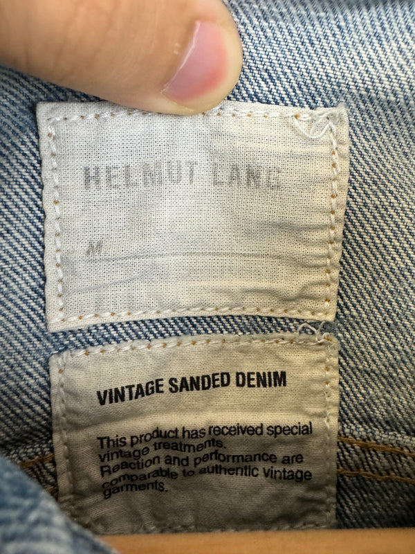 1990s Helmut lang vintage sanded 1 pocket denim jacket