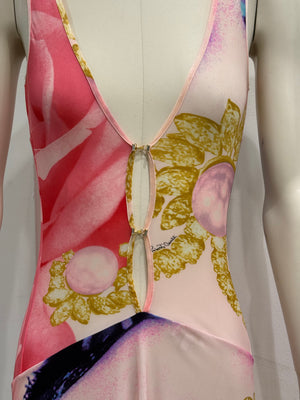 S/S 2001 Roberto Cavalli Elizabeth Taylor eye silk mini dress