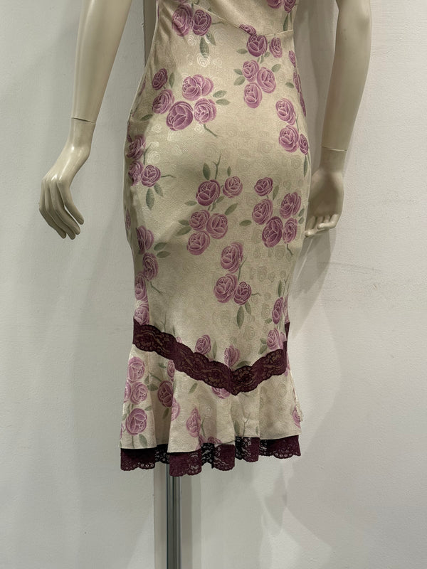 S/S1999 Christian Dior by John Galliano floral silk lace trim dress