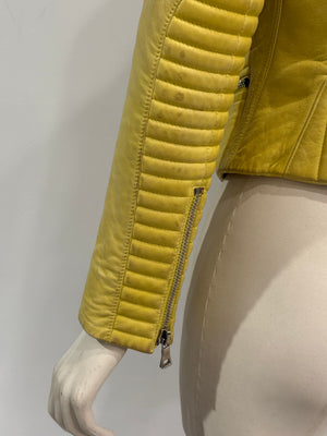 Balmain by Decarnin biker yellow leather jacket