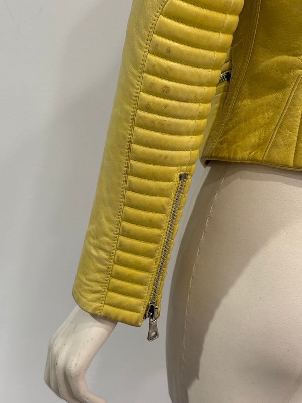 Balmain by Decarnin biker yellow leather jacket