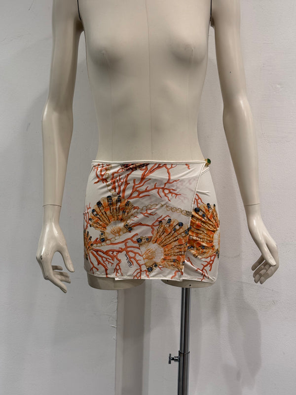 S/S2005 Roberto Cavalli sea print wrap mini skirt