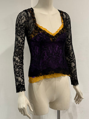 2000s Dolce & Gabbana lace double layer blouse
