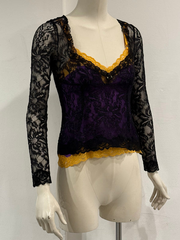 2000s Dolce & Gabbana lace double layer blouse