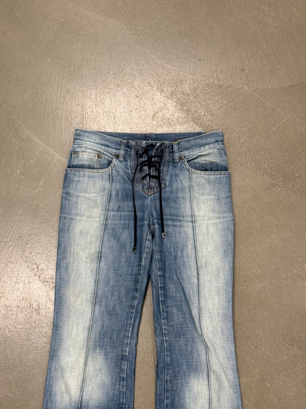 2000s Alexander McQueen low rise lace-up jeans