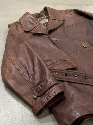 1990s Armani cropped leather trench coat