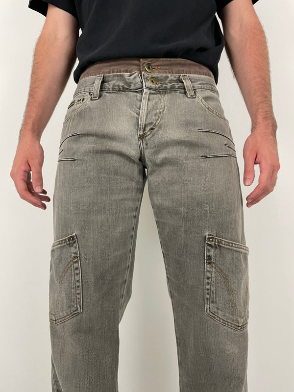 AW2003 D&G double waisted asymmetrical pockets denim