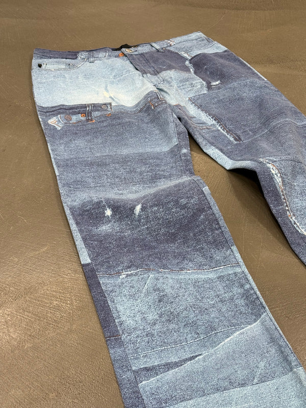 2000s Cavalli trompe l'oeil patchwork jeans